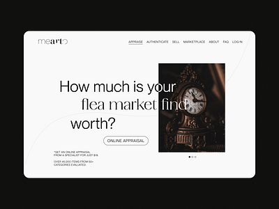 Art & Antiques Appraisal Website antique art art landing art ui art website elegant elite exquisite hero section homepage illustration landing page photography serif ui design web design