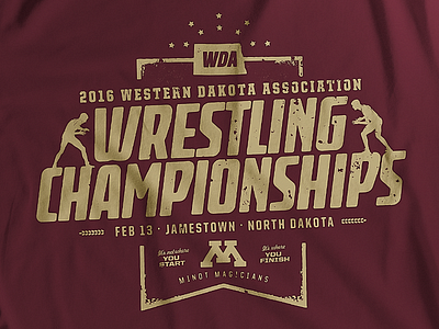 WDA 2016 High School Wrestling Championships graphic design minot north dakota t shirt