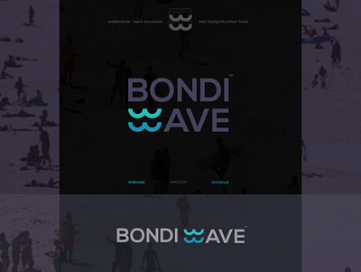 Bondi Wave beach bondibeach bondiblue fun geometry identity logo logodesign logomark microfiber minimalism modern premium sea shot textile towel vector wavelogo waves