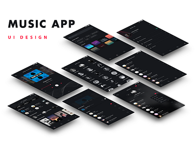 Music App app design application black dark app dark mode dark theme dark ui music music app red ui uidesign uiux ux uxdesign
