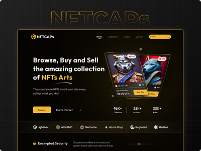 NFTCAPs - NFT Marketplace Landing Page Website bitcoin blockchain crypto crypto landing page graphic design marketplace marketplace uiux nft nft landing page nft uiux nft website ui