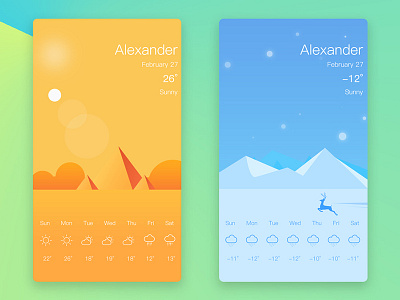 weather ui，app，illustrations