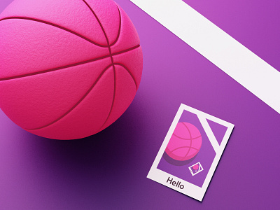 Hello Dribbble! 3d 3d art animation art basketball branding creative design dribbble hello hello dribbble illustration logo pink red ui ux vector web web design