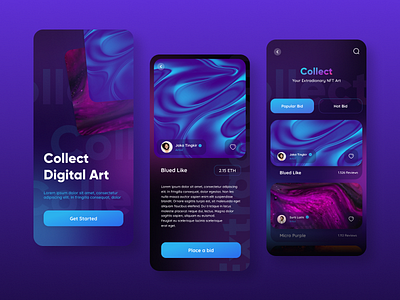 NFT app exploration art creative design graphic design mobile nft nft art ui ui kit web