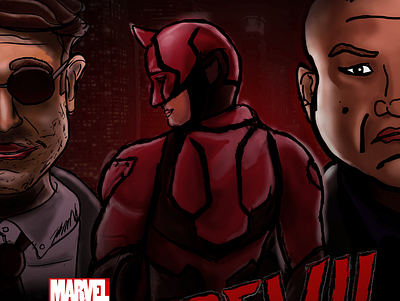 Daredevil - Marvel - Netflix Tv series Digital Drawing adobe photoshop cartoon illustration daredevil digital painting marvel marvelcomics tv serie