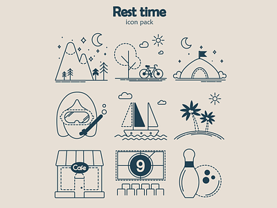 Rest time icon pack art artwork design design art designer icon illustration lineart vector web
