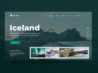 Icelandic tourism branding design lettering minimal typography ui web website