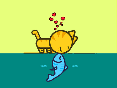 cat and fish illustration