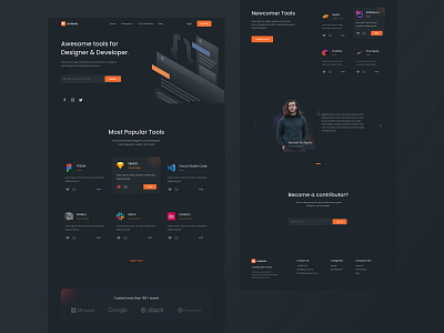 Antools - Landing Page Exploration 🚀 agency app business clean dark design icon illustration landing page typography ui ux vector web web design website