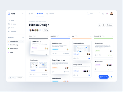 ⚔ Hiro - Project management dashboard clean dashboard design kanban management productivity project management schedule task task management tasks ui ux web app