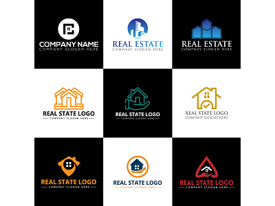 real estate logo design bundle - flat minimalist logo design