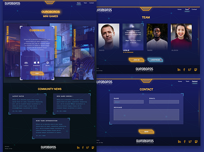 Cyberpunk Games Website contact page cyberpunk dailyui 003 design font page futuristic ui games neon team page ui ux website