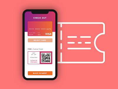 Credit Card app credit card dailyui 002 design festival illustration qrcode ticket booking ui