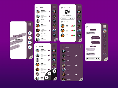 Universe Chat App design mobile muted colors ui