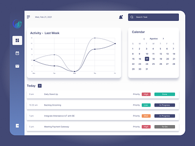 Task Management blue design elegant fresh modern purple simple ui web
