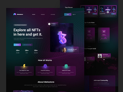 Landing Page NFT bitcoin bold coins crypto crypto art cryptocurrency doge ethereum gradient landing page nft nft art noise token webapp