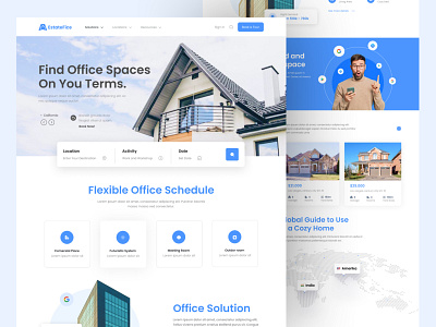 Landing Page Real Estate - EstateFice agency apartment architecture building home house landing page office properties real estate real estate website realestate residence ui web web design webapp