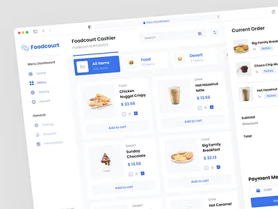 Dashboard - Foodcourt Cashier branding cashier cashier dashboard check out dashboard design food food app food shop money point of sale point of sales pos pos dashboard pos design pos system product product design restaurant ui