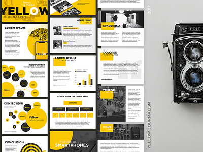 Presentation bubbles clean infographic journalism media news photography powerpoint presentation yellow