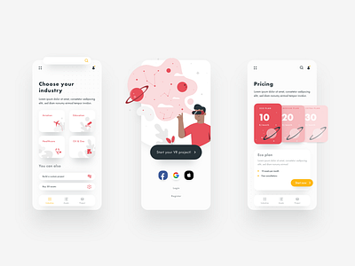 Design concept for a VR project App app material design ui ux vr