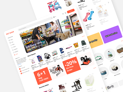 Pet shop website ecommerce landing page pet shhop pet store ui design ux design web design