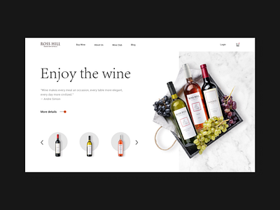 Online wine shop first screen design design ecommerce minimal ui web wine wine bottle winery