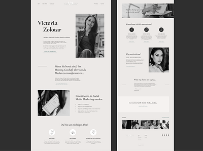 social media assistant personal web page concept assistant black and white consulting consulting website design landing page minimal personal project social media web website