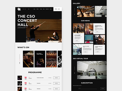 Concert Hall web concept design landing page minimal opera typography ui web website