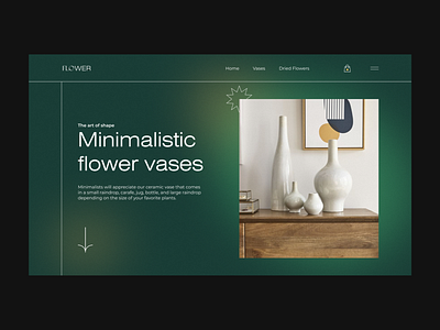 Inspirational Concept Minimalistic Flower Vases Shop decor decorate design ecommerce flower landing page minimal typography ui web website