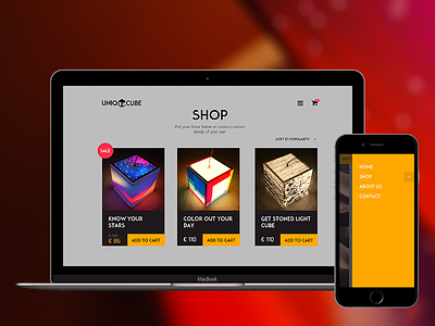 Uniqcube.com e-commerce store design and development