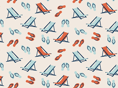 Summer Break beach deckchair fabric flip flops minted pattern summer surface pattern