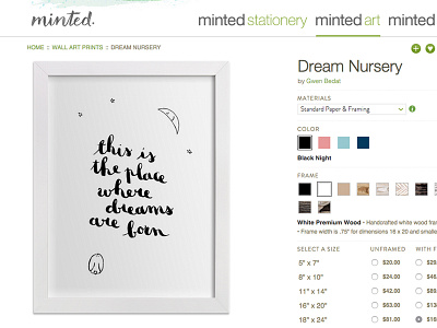 Dream Nursery art print bedroom bunny deco dream hand lettering home minted modern calligraphy moon nursery stars