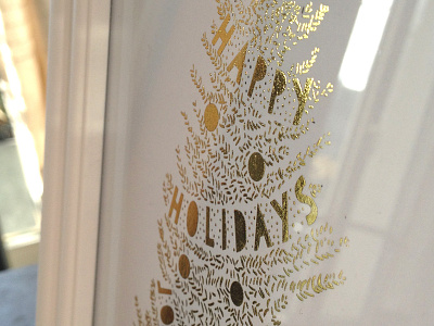 Happy Holidays art print christmas christmas tree foil gold holidays