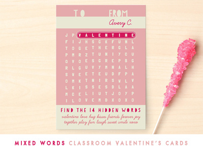Mixed Words Classroom Valentine's card game minted mixed words puzzle school stationery valentine valentines valentines day