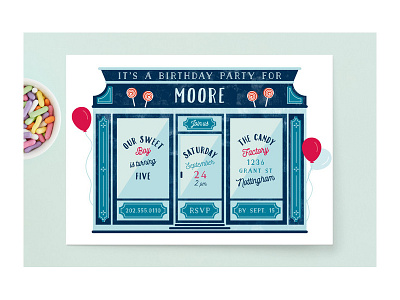 Candy Store birthday party invitation birthday boutique candy candy store card invitation minted party stationery store