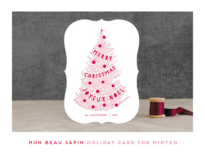 Mon Beau Sapin card christmas christmas tree custom fir tree fêtes holiday joyeux noël minted pine needles seasons greetings stationery