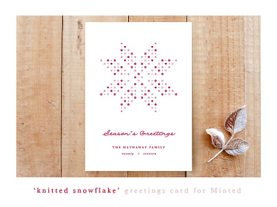 Knitted Snowflake for Minted card edelweiss heart holiday icons knitted minted pattern seasons greetings snowflake stationery symbols