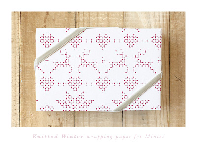 Knitted Winter wrapping paper christmas heart holidays icons minted pattern reindeer snowflake symbols wrapping paper