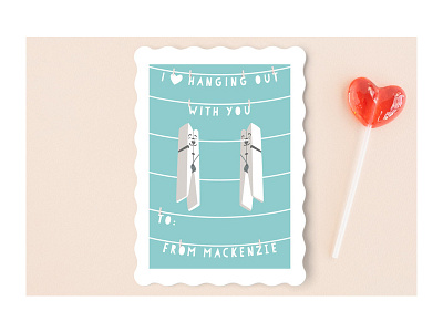 Hanging Buddies Classroom Valentine for Minted card classroom valentine clothespin customizable friends kids love minted stationery valentine