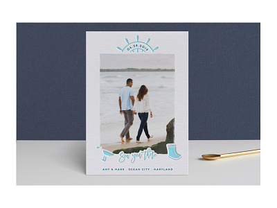 Sea You There - Save the Date beach couple engaged letterpress minted nautical ocean save the date sea stationery wedding