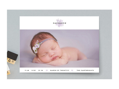 Orchid birth announcement baby birth announcement card floral flower minted stationery watercolor