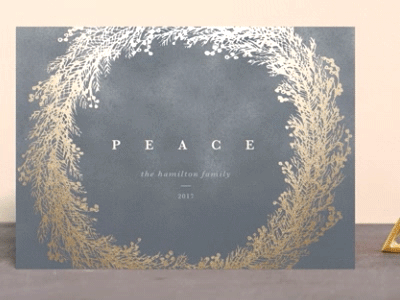 Peace Wreath christmas foil foil pressed holidays minted peace seasons greetings stationery wreath