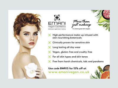 Emani Vegan Cosmetics Advertisement advert design branding design creative design editorial design freelance designer graphic design graphic designer layout designer print design print designer publication design typography typography design visual design