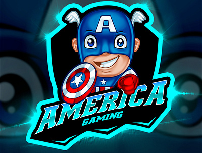 America Gaming Cartoon Logo america captainamerica cartoon cartoon character cartoon illustration cartoonlogo chibi chibiart customlogo esports esportsteam gaminglogo illustration marvelheroes mascotlogo