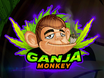 Ganja Monkey Cartoon Logo By Avoltha