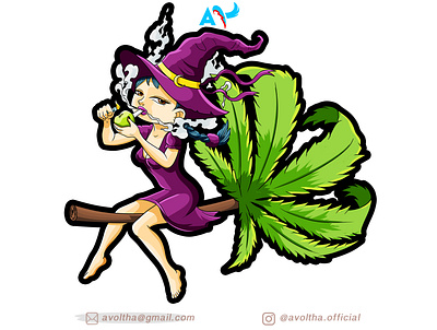 Halloweed Witch Cartoon Illustration cartoon cartoon character cartoon illustration characterillustration ganja illustration marijuana mascotlogo weed witch