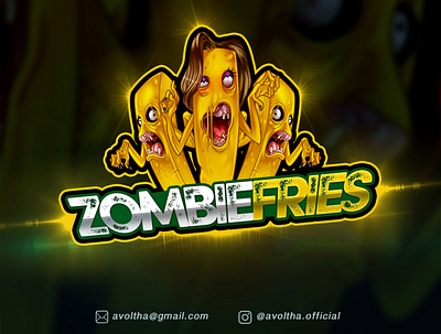 Zombie Fries Cartoon Logo By Avoltha cartoon character cartoon illustration cartoon logo character illustration fries junk food junkfood mascot logo zombie zombies