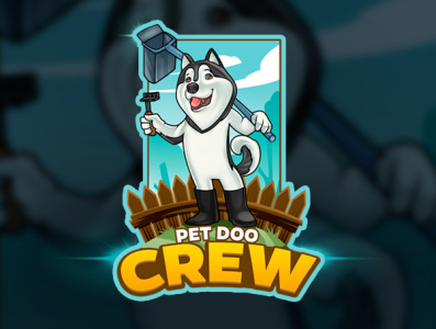 Pet Crew Dog Cartoon Logo