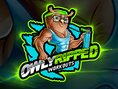 Owly Ripped Workouts Cartoon Logo animallogo cartoon cartoon character cartoon illustration customlogo esports esportslogo gym logo logocommission muscles owl ripped workout workoutfit