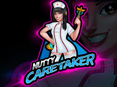 Nutty Caretaker Nurse Cartoon Logo